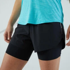 2-in-1 Hardloopshort Voor Dames Kiprun Marathon Zwart -Aanbiedingen Trend Doek Winkel 2 in 1 hardloopshort voor dames kiprun marathon zwart 2