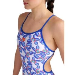 Allover Badpak Met Kanten Rug Arena - Neon/Blauw/Multi -Aanbiedingen Trend Doek Winkel allover badpak met kanten rug arena neonblauwmulti 2