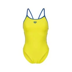 Arena Solid Lace Back Swimsuit - Soft Green/Neon Blue