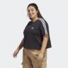 ADIDAS Essentials 3-Stripes Single Jersey Croptop (Grote Maat) -Aanbiedingen Trend Doek Winkel essentials 3 stripes single jersey croptop grote maat