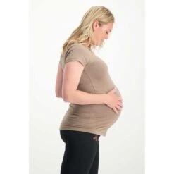 Happy Extra Lang Zwangerschaps Yoga T-shirt - Bamboe & - Inca Cacao -Aanbiedingen Trend Doek Winkel happy extra lang zwangerschaps yoga t shirt bamboe and inca cacao 2