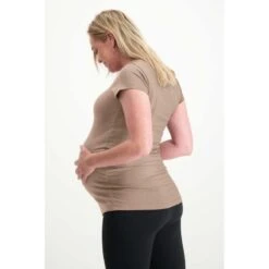 Happy Extra Lang Zwangerschaps Yoga T-shirt - Bamboe & - Inca Cacao -Aanbiedingen Trend Doek Winkel happy extra lang zwangerschaps yoga t shirt bamboe and inca cacao 3