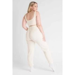 LOEWI Ribbed Jogger Broek Fitness - Dames - Geel -Aanbiedingen Trend Doek Winkel loewi ribbed jogger broek fitness dames geel 1