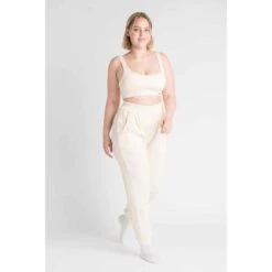 LOEWI Ribbed Jogger Broek Fitness - Dames - Geel -Aanbiedingen Trend Doek Winkel loewi ribbed jogger broek fitness dames geel 3