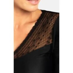 Microvezel T-shirt Met Kant Claire -Aanbiedingen Trend Doek Winkel microvezel t shirt met kant claire 3